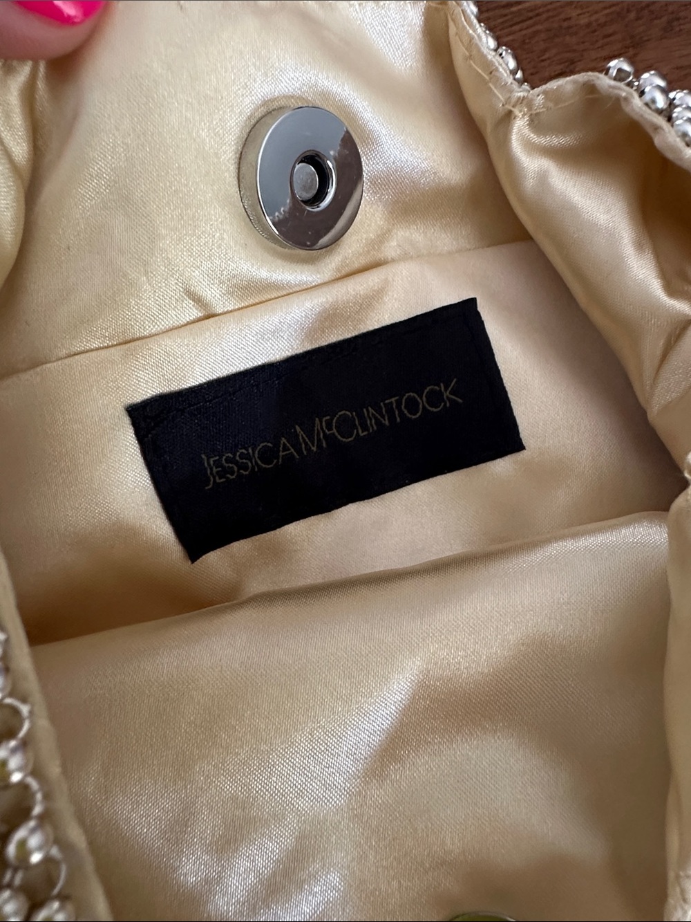 Champagne Gold Beaded Women’s Evening Bag - Jessica McClintock - Picture 2 of 6